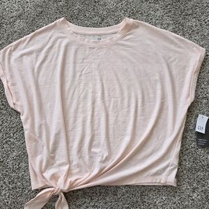 GAP Women's Soft Pink Tie-Front Short Sleeve Tee